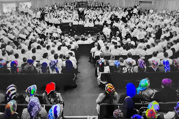 Insiders says women are seated at the back of the church, underlining their place in its hierachy.