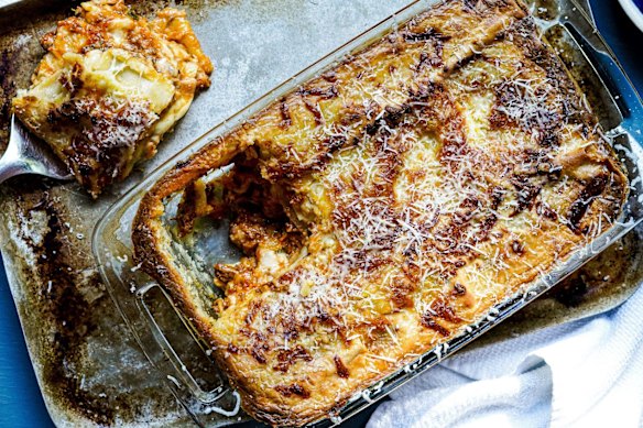 Slow-cooked bolognese lasagne.