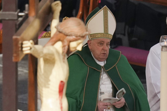 Pope Francis presides over a Mass on February 9.