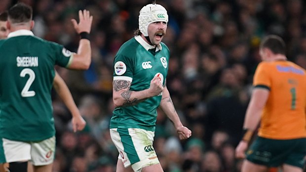 Canberra-born Mack Hansen during Ireland’s win over the Wallabies.