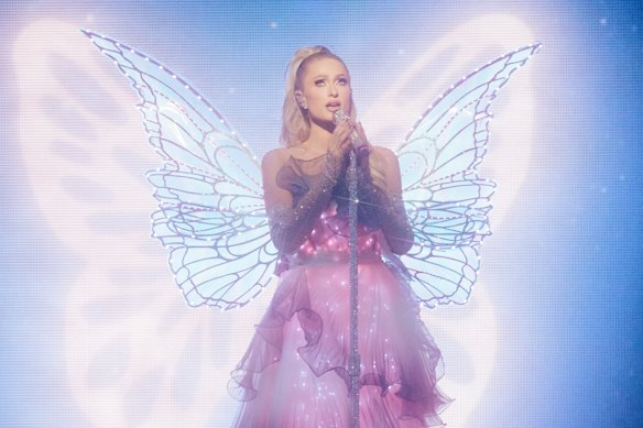 Paris Hilton on stage in a still from Infinite Icon.