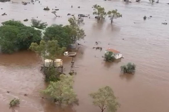 Now downgraded to a tropical low, the weather system is bringing record rainfall as it moves through Western Australia, sparking fears of major flooding.