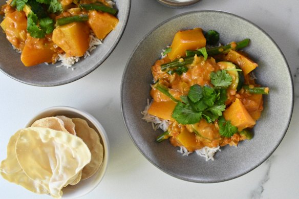 Coconut milk adds creaminess to this vibrant vegetarian curry.