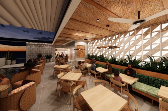 The completed bar will be heavy on Mediterranean design elements.