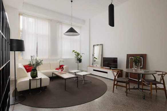 The one-bedroom apartment in Woolloomooloo is east-facing with high ceilings.