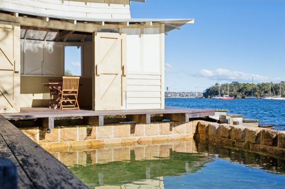 Curraghbeena House on Mosman waterfront features a heritage-listed boathouse and harbour swimming pool.