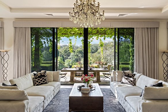 The estate consists of an Italianate-style main three-bedroom residence, a two-bedroom guesthouse and a two-bedroom pool house. 