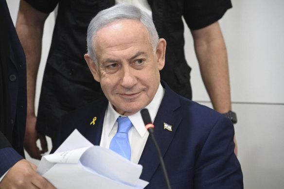 Israel’s Prime Minister Benjamin Netanyahu attends his trial on corruption charges last week.