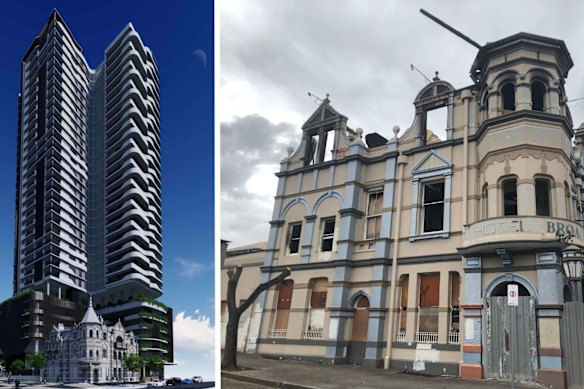 The restoration plan for the Broadway Hotel in Woolloongabba.