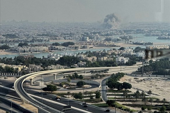 Smoke is seen on the Doha skyline after an Israeli strike that targeted Hamas leadership in Qatar.