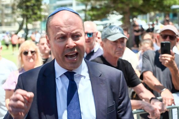 Josh Frydenberg at the Bondi memorial on Wednesday.