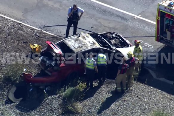A police pursuit has come to a fiery end in Kelmscott on Wednesday.