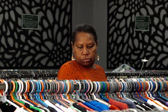 Retail assistant Dorothy Togara says the quality of secondhand clothing imported to Samoa from Australia has declined over the past few decades.