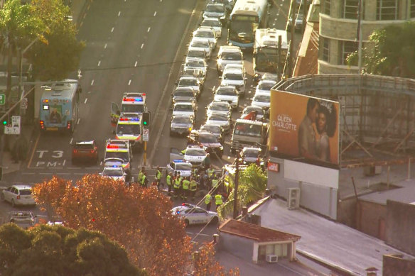 Traffic was heavy in the area as all southbound lanes on the Pacific Highway were closed after the accident.
