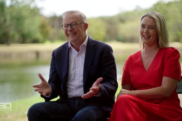 Anthony Albanese and Jodie Haydon in an interview on 60 Minutes.