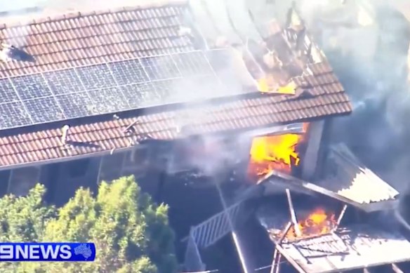 A fire engulfed a two-storey family home in Brisbane’s west yesterday afternoon, leaving four generations of the one family to seek emergency accommodation last night.