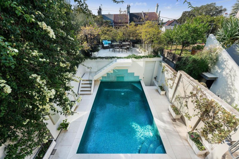 The four-level terrace in Paddington has a swimming pool and a double lock-up garage.