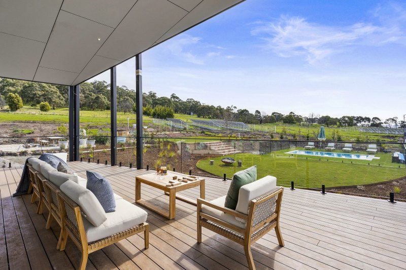 The tree-change residence comes with a swimming pool.