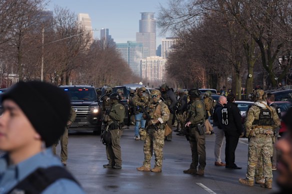 Law enforcement agents at the scene of the shooting.