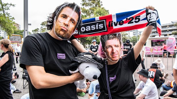 Oasis fans line up before one of the English band’s concerts in Sydney.