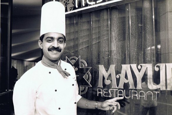 Kumar Mahadevan at Mayur restaurant in 1984.