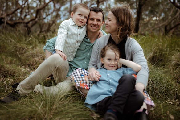 Grace Passfield, who had stage 4 melanoma, with her husband, Ben, and sons Lucas, 5, and Will, 7.