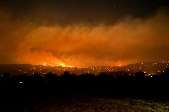 Wandong Fire Brigade’s night shift crew at the Longwood fire overnight.