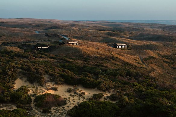 The lodges are private, isolated by clever placement between rolling sand dunes, and entirely off-grid.