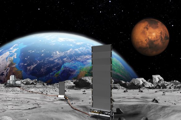 A concept image of a lunar surface nuclear reactor.