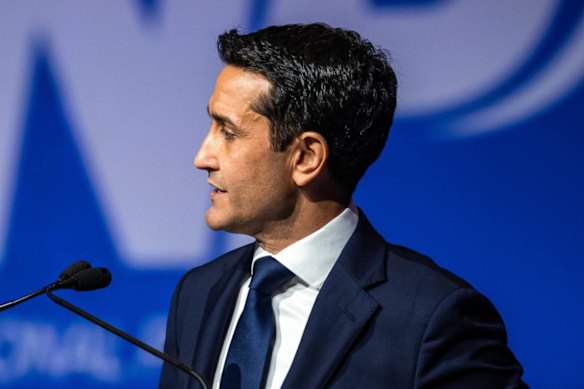 Then-opposition leader David Crisafulli speaking at the 2024 LNP state convention in Brisbane.