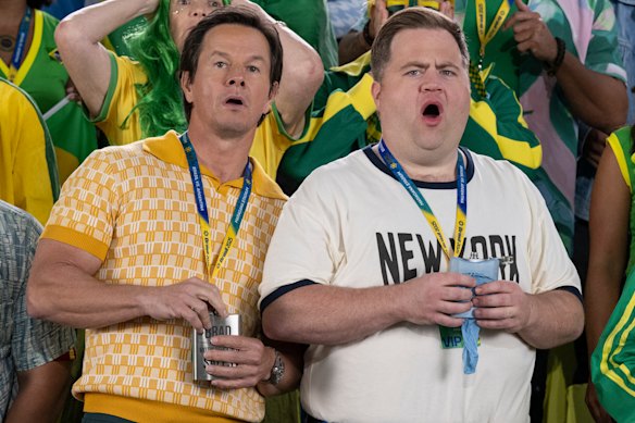 Mark Wahlberg and Paul Walter Hauser in Balls Up.