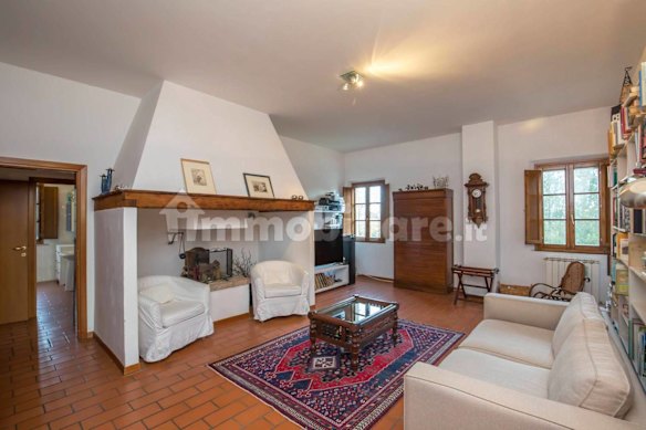 The living room with fireplace.