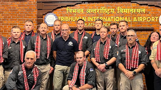 An Australian rescue team arrives in Nepal.