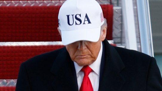 Donald Trump disembarks from Air Force One on Wednesday.