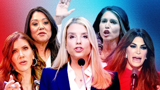 L-R: Kristi Noem, Lori Chavez-DeRemer, Pam Bondi, Tulsi Gabbard and Kimberly Guilfoyle.