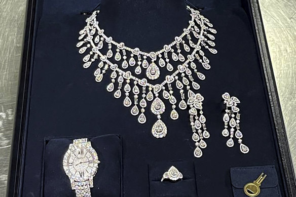 The jewellery seized by customs authorities astatine  Guarulhos International Airport successful  Sao Paulo, Brazil.