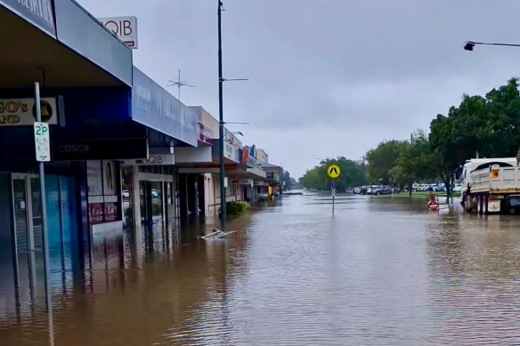 Floodwaters inundated Ingham’s main street.