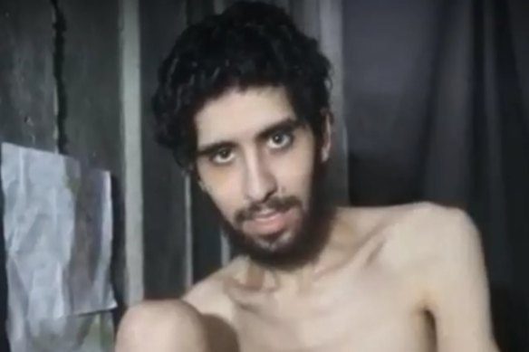 A still showing Israeli hostage Evyatar David from the video released by Hamas.