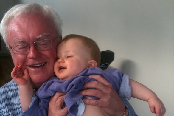 A photograph of Graham Richardson with his oldest grandchild, Max, which Ausden wanted to be included at his funeral.