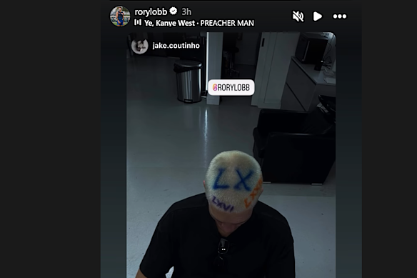 Rory Lobb pays tribute to his barber on his Instagram story.