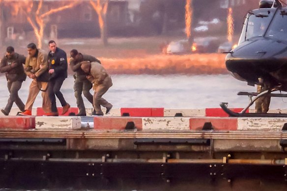 Maduro arrives at the Wall Street heliport ahead of his appearance in federal court in New York.