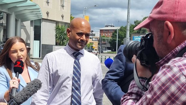 Dihan Taranga Aponso outside court on Thursday. 