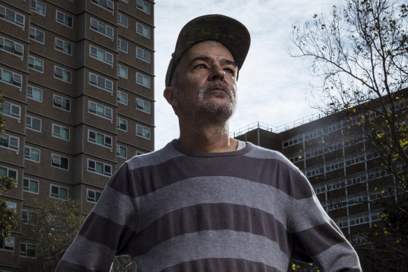 Cory Memery at his former home at Carlton public housing.