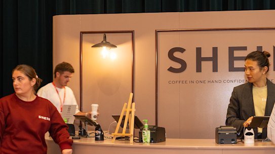 A pop-up space, Cafe Shein, at an event in Parramatta Town Hall, Sydney, in May 2025.