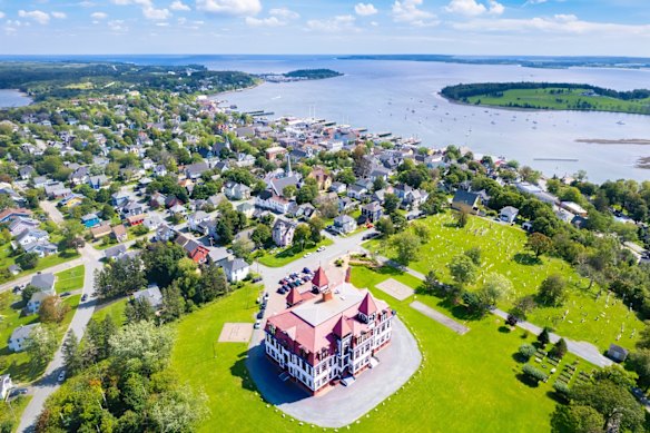 Lunenburg Academy, also known as The Castle on the Hill, in UNESCO World Heritage town of Lunenburg, Nova Scotia. 