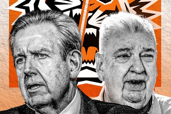 Wests Tigers officials Barry O’Farrell and Shane Richardson.