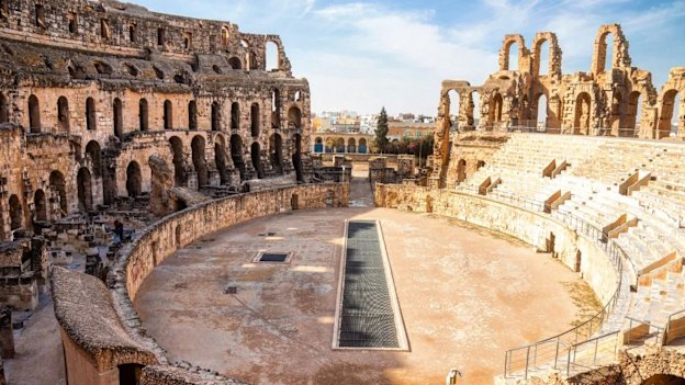 Inside the Roman amphitheatre of El Jem.