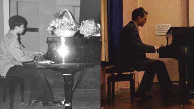 Louis Wang playing a concert aged 15, and playing the same song as an adult at a school reunion.