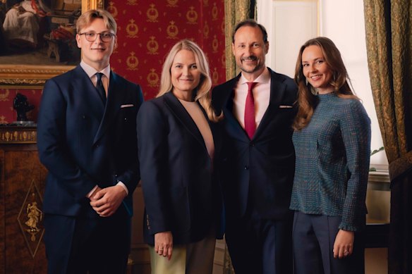 Norway’s Crown Prince family: (L-R) Prince Sverre Magnus, Crown Princess Mette-Marit, Crown Prince Haakon, Princess Ingrid Alexandra, pictured in early 2026.