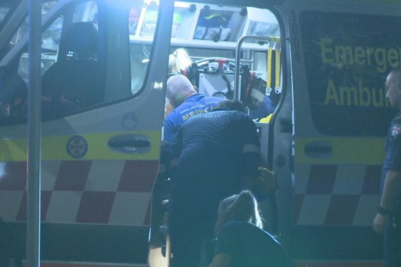 Paramedics treated the man at the scene before he was taken to hospital.